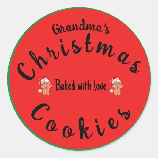 Kerstgebak Oma's Koekjes  Ronde Sticker (Voorkant)