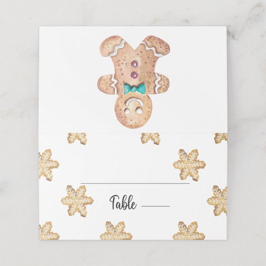 kerstgebak plaatskaartje (Buitenkant ongevouwen)