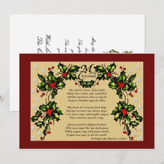 Kerstgebed Feestdagenkaart (Voorkant / Achterkant)