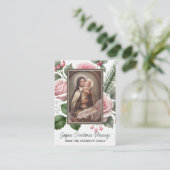 Kerstgebed Kaart met St. Thérèse en Pink Ch Plaatskaartje (Staand voorkant)