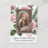 Kerstgebed Kaart met St. Thérèse en Pink Ch Plaatskaartje (Voorkant)