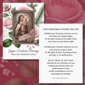 Kerstgebed Kaart met St. Thérèse en Pink Ch Plaatskaartje