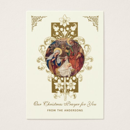 Kerstgebed Kaarten Geboorte Jezus Maria Jozef Visitekaartje (Voorkant)