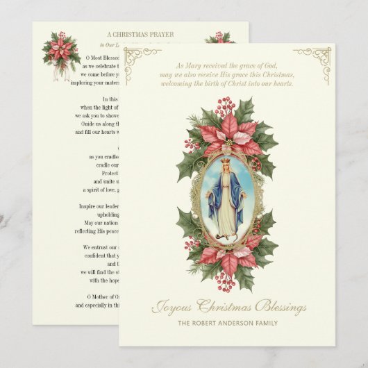 Kerstgebed voor het vaderland Onze-Lieve-Vrouw van Feestdagenkaart (Voorkant / Achterkant)