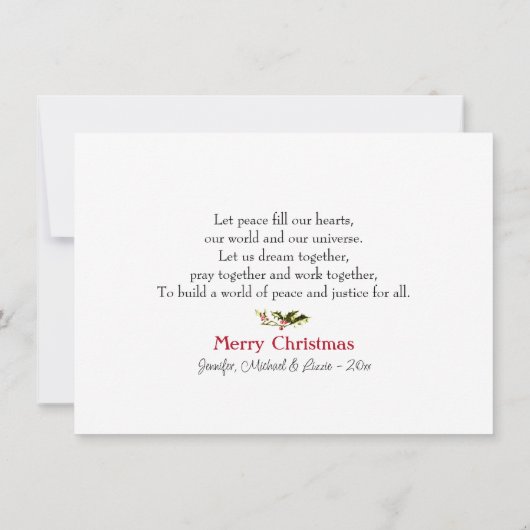 Kerstgebed voor vrede Flat Holiday Kaart (Achterkant)