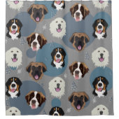 kerstgebergte honden douchegordijn (Voorkant)