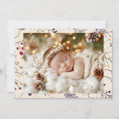  kerstgebladerte en Baby-foto Feestdagenkaart (Voorkant)