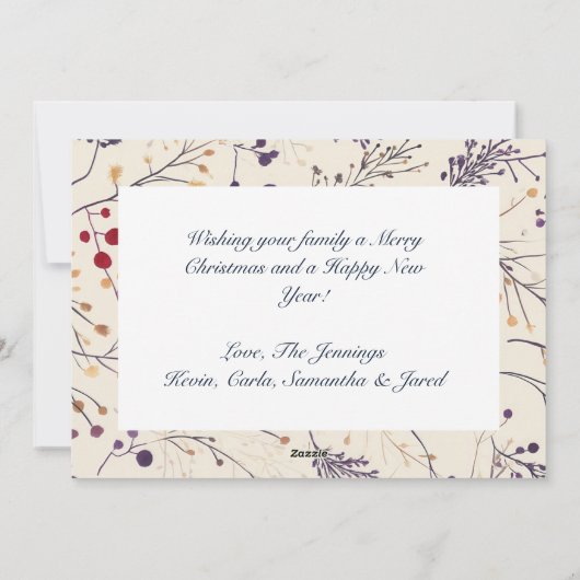  kerstgebladerte en Baby-foto Feestdagenkaart (Achterkant)