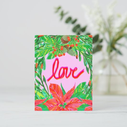 Kerstgebladerte - Liefde Feestdagenkaart (Staand voorkant)