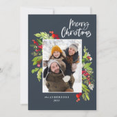 Kerstgebladerte traditionele rustieke foto feestdagenkaart (Voorkant)