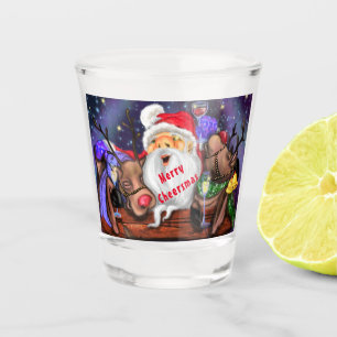 kerstgeblazen kerstman met rendierenkaas shot glas