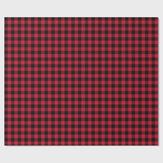 kerstgeblindeerde rode en zwarte buffelcheque cadeaupapier (Vlak)