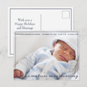 Kerstgeboorte Aankondiging Holiday Newborn Foto Briefkaart (Voorkant / Achterkant)