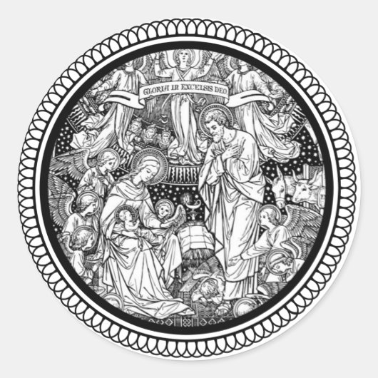 kerstgeboorte van Jezus Joseph Ronde Sticker (Voorkant)