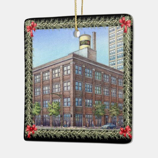 kerstgebouw keramisch ornament (Links)