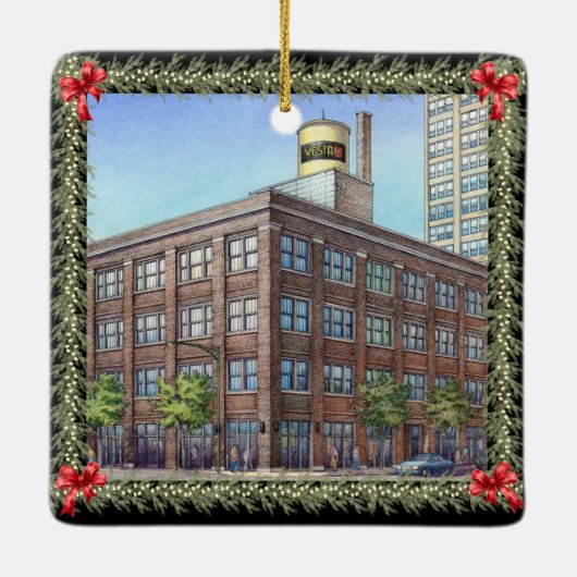 kerstgebouw keramisch ornament (Achterkant)