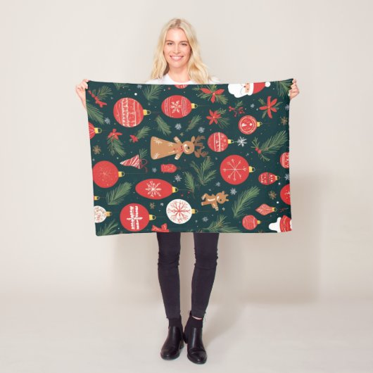 Kerstgedachte omarmen, Prettig kerstfeest Fleece Deken (In situ)