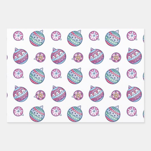 Kerstgedecorbeerde Ornamenten van appelen en blauw Inpakpapier Vel (Voorkant 2)