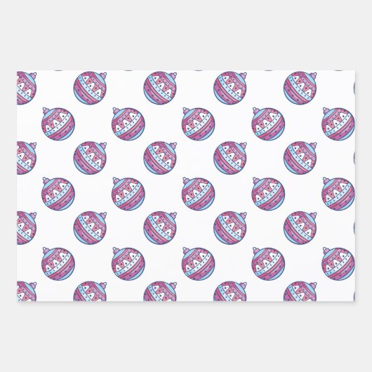 Kerstgedecorbeerde Ornamenten van appelen en blauw Inpakpapier Vel (Voorkant 3)