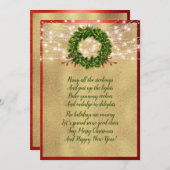 Kerstgedicht feestdag Elegant Red en Gold Kaart (Voorkant / Achterkant)
