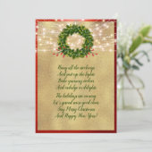 Kerstgedicht feestdag Elegant Red en Gold Kaart (Staand voorkant)