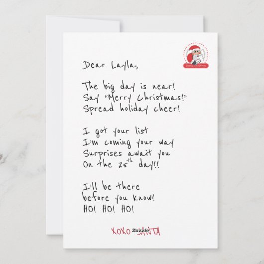 kerstgedicht feestdagenkaart (Achterkant)