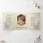 Kerstgedicht met religieuze engelen van Jezus Drieluik Wenskaart (Binnen)