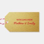 Kerstgedicht met vintage gouden textuur cadeaulabel (Achterkant Horizontaal)