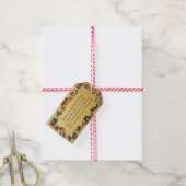 Kerstgedicht met vintage gouden textuur cadeaulabel (Met Touw)