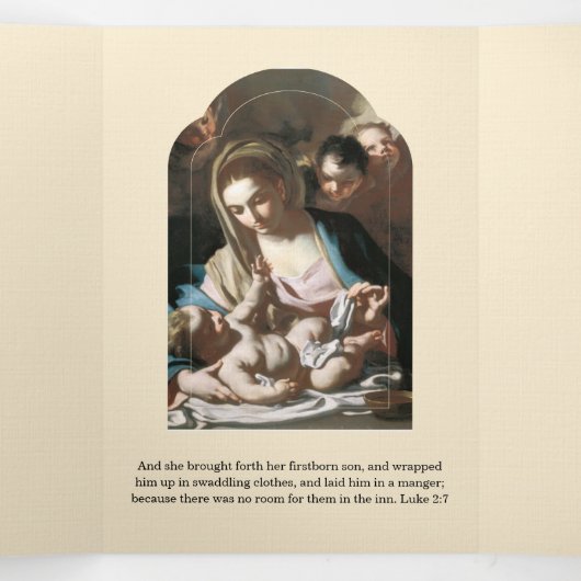 Kerstgedicht over Jezus en de Maagd Maria Drieluik Wenskaart (Binnenkant midden)