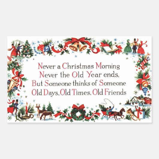 Kerstgedicht uit het verleden rechthoekige sticker (Voorkant)