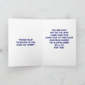 KERSTGEDICHT VOOR BLAUW ZONDER JOU FEESTDAGEN KAART (Binnen)