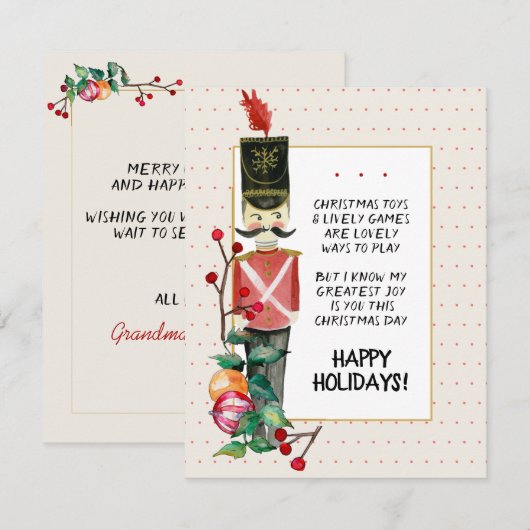 Kerstgedicht voor speelgoedsoldaat Aquarel Kerstmi Feestdagenkaart (Voorkant / Achterkant)
