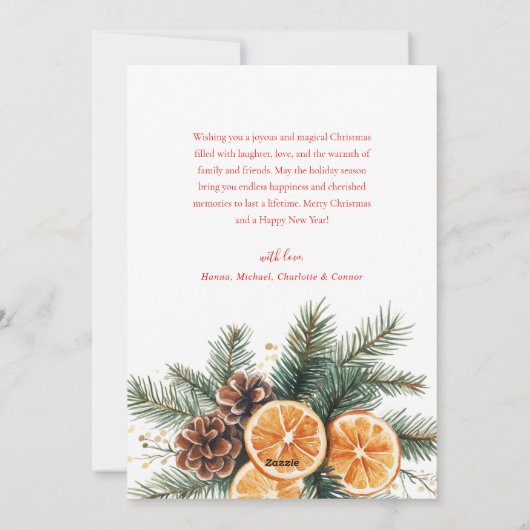 Kerstgedroogde Sinaasappels Elegante feestelijke c Feestdagenkaart (Achterkant)
