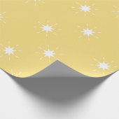 Kerstgeel en wit met sterren cadeaupapier (Hoek)