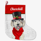 Kerstgeel labradoedel met de naam Dog Grote Kerstsok (Voorkant)