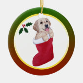 kerstgeel labrador ornament (Voorkant)