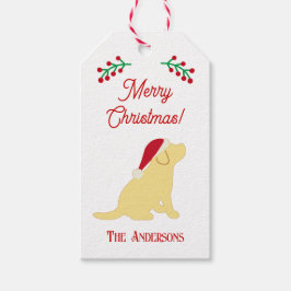 kerstgeel labrador Puppy Silhouette Cadeaulabel