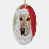 Kerstgeel Labrador Santa Oval Ornament (Rechts)