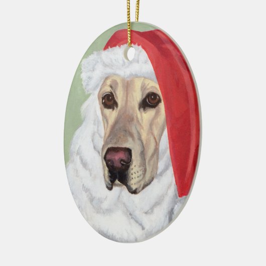 Kerstgeel Labrador Santa Oval Ornament (Links)