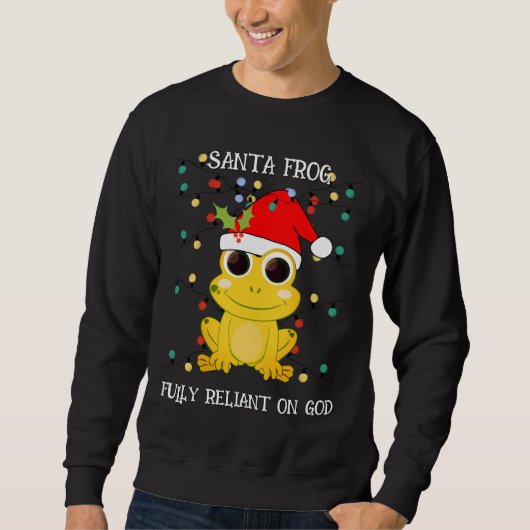 kerstgeel SANTA FROG Unisex Trui (Voorkant)