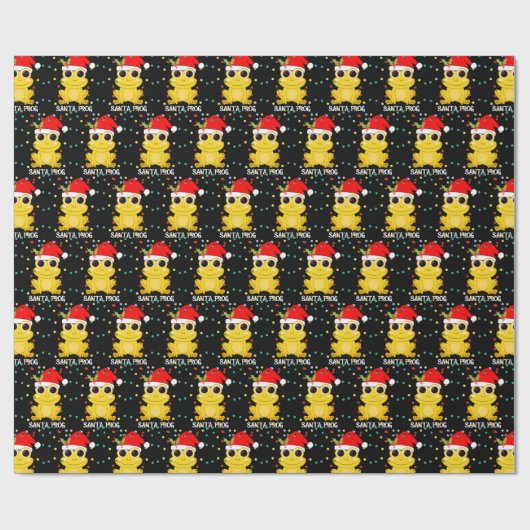 Kerstgeel SANTA KIKKER Cadeaupapier (Vlak)