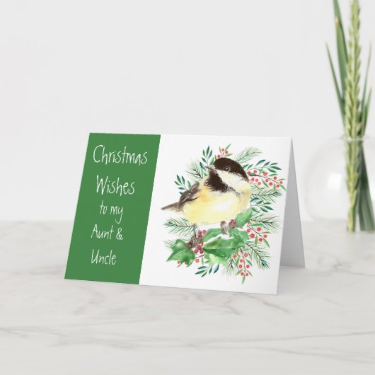 kerstgeep Chickadee Bird tante oom Feestdagen Kaart (Voorkant)