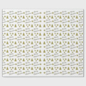 Kerstgeest - gouden sterren, kerstbomen cadeaupapier (Vlak)