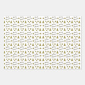 Kerstgeest - gouden sterren, kerstbomen inpakpapier vel (Voorkant 3)