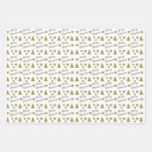 Kerstgeest - gouden sterren, kerstbomen inpakpapier vel (Voorkant 2)