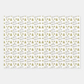 Kerstgeest - gouden sterren, kerstbomen inpakpapier vel (Voorkant)