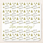 Kerstgeest - gouden sterren, kerstbomen kartonnen onderzetters (Voorkant)