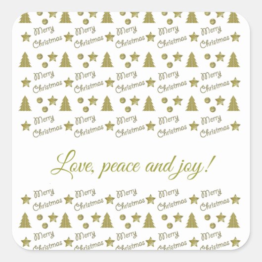 Kerstgeest - gouden sterren, kerstbomen vierkante sticker (Voorkant)