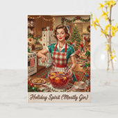 Kerstgeest Meestal Gin Vintage Kaart (Gele Bloem)